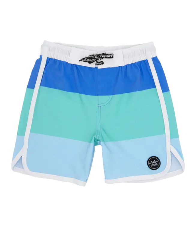 Feather 4 Arrow Marina Blue Block Stripe Boardshort