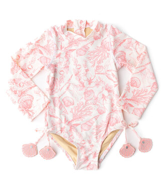 Shade Critters Seaside Toile L/S One Piece Swimsuit