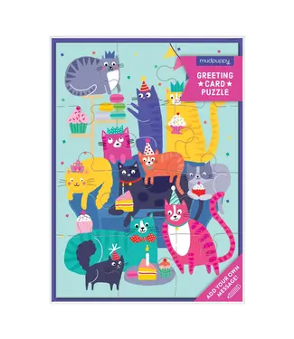 hachette book group Cat Party Puzzle Greeting Card