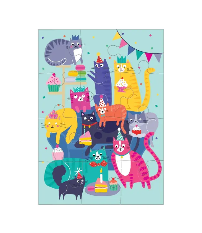 Cat Party Puzzle Greeting Card