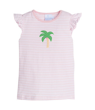 Little English Light Pink/White Palm Tree Applique Tilly Tank