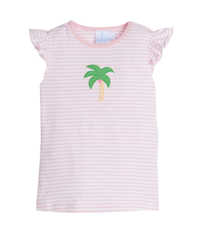 Little English Light Pink/White Palm Tree Applique Tilly Tank