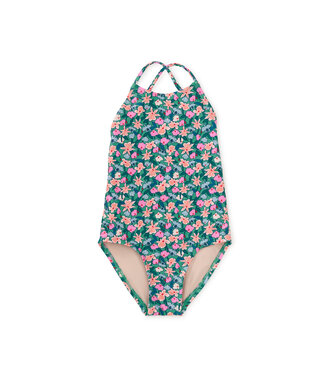 Tea Collection Orchid Ditsy Cross Back One Piece Swimsuit