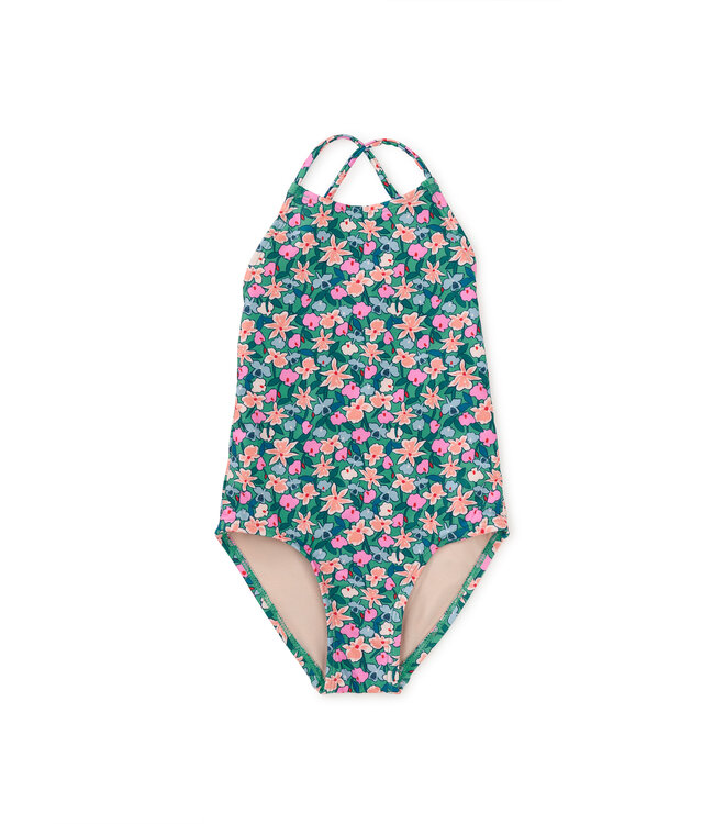 Tea Collection Orchid Ditsy Cross Back One Piece Swimsuit