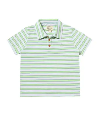 Me & Henry Lime/White/Blue Pique Shipping Polo