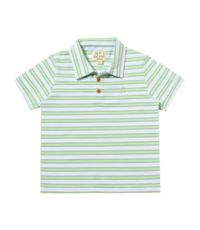 Me & Henry Lime/White/Blue Pique Shipping Polo