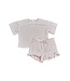 Dusty Pink Striped Crop Top & Ruffled Short Set