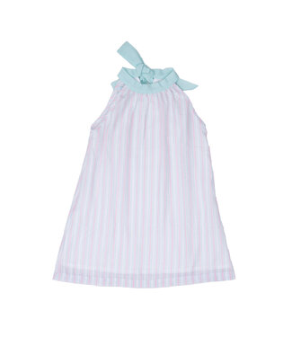 The Oaks Apparel Pink/Aqua Stripe Jewel Dress