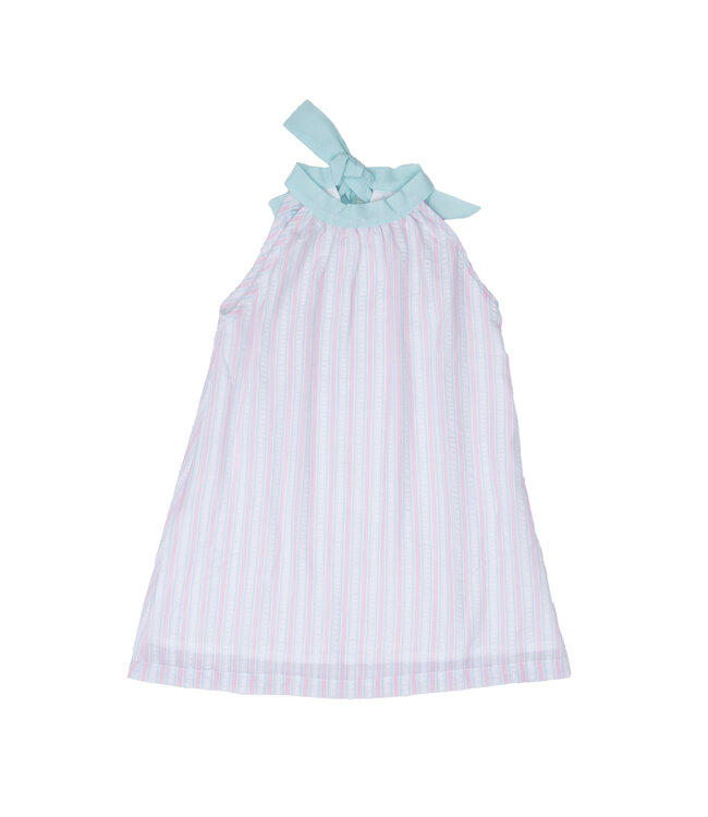 The Oaks Apparel Pink/Aqua Stripe Jewel Dress
