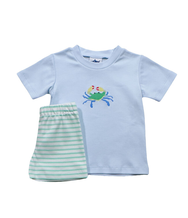 Saltwater Boys Co. Mint Stripe Crab 2 Pc. Short Set