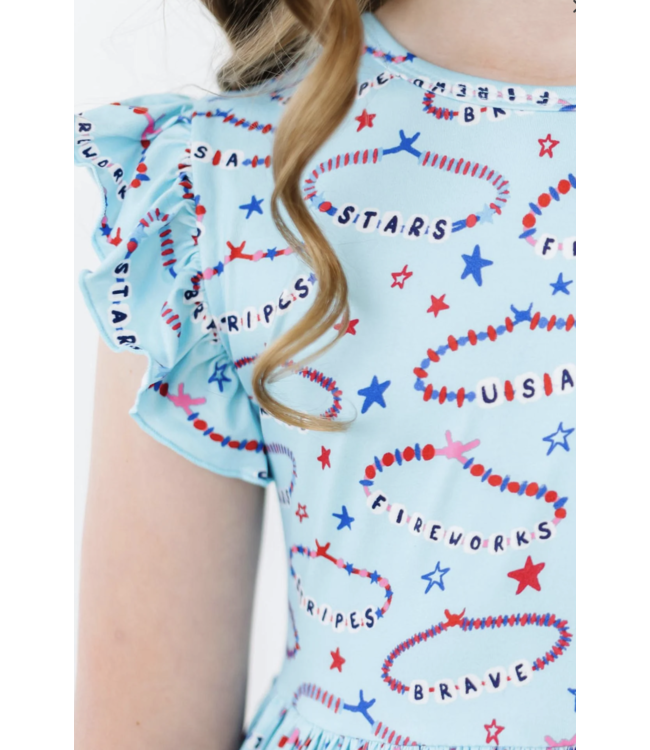 Mila & Rose Miss Americana Flutter Sleeve Twirl Dress