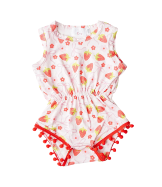 Mila & Rose Berry Charming Pom Pom Romper