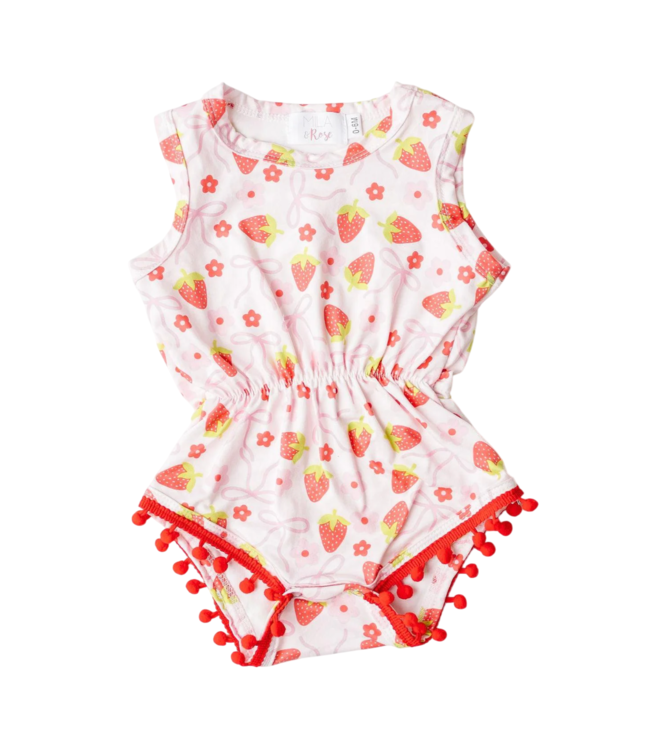 Mila & Rose Berry Charming Pom Pom Romper