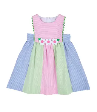 Florence Eiseman Stripe Seersucker Dress w/Flowers
