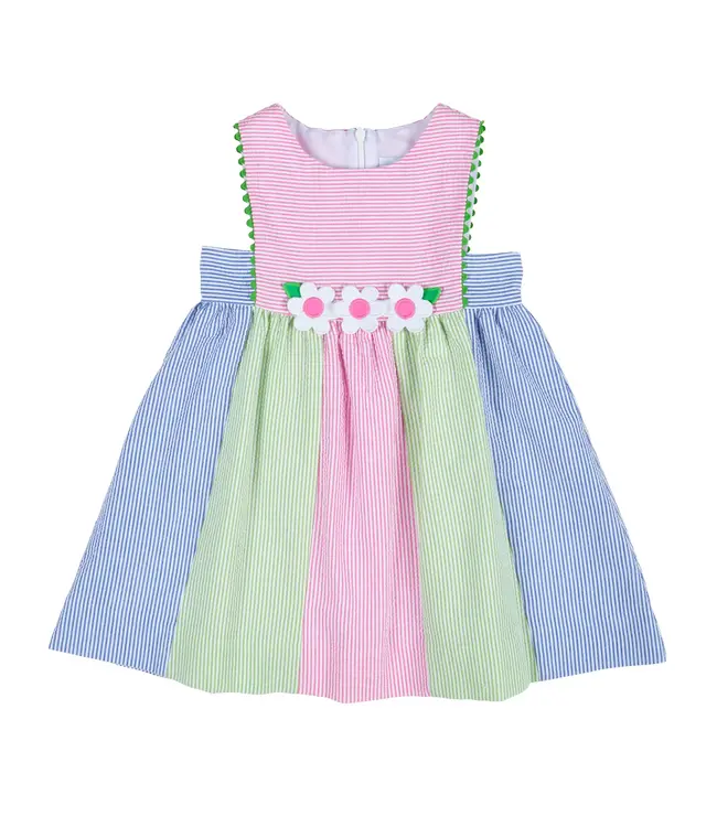 Florence Eiseman Stripe Seersucker Dress w/Flowers