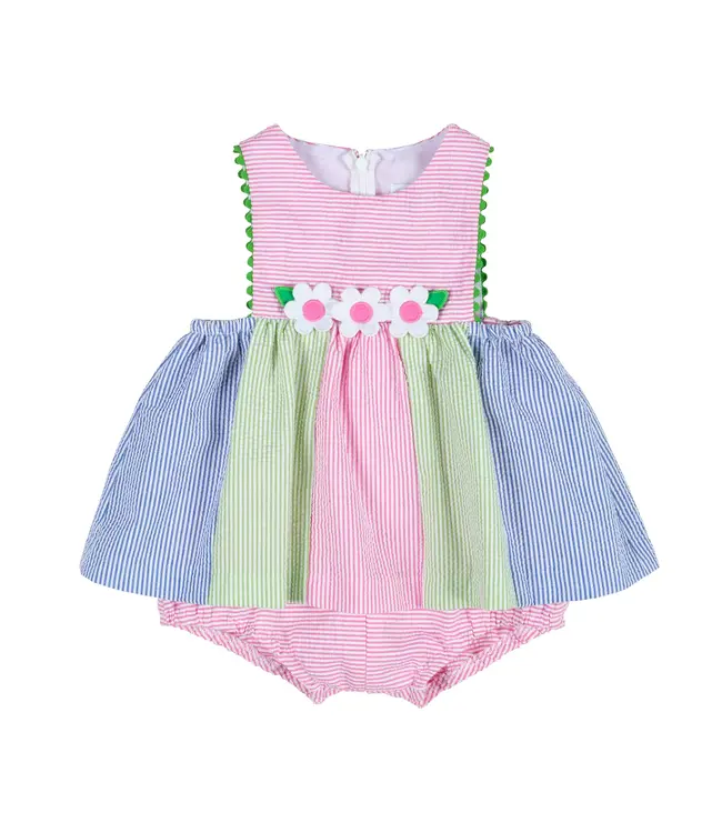 Florence Eiseman Seersucker Romper w/Flowers