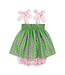bella bliss Green Dahlia w/Pink Stripe Shoulder Tie Bloomer Set