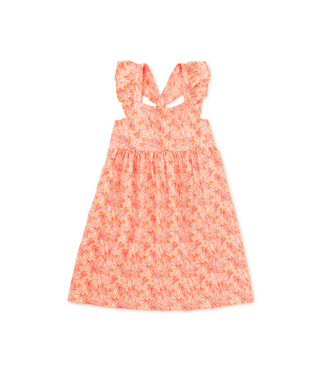 Tea Collection Coral Tiny Cashew Ruffle Strap Dress