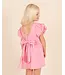 Pink Lolly Stripe Puff Sleeve Bow Dress