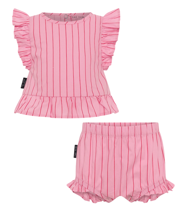 Pink Lolly Stripe Frill Set