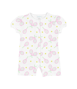 LydaBaby White/Pink Game, Set, Match Romper