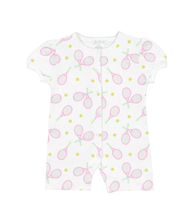 LydaBaby White/Pink Game, Set, Match Romper