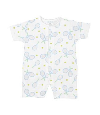 LydaBaby White/Blue Game, Set, Match Romper