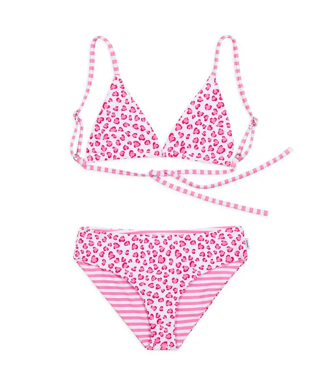 Limeapple Pink Reversible Printed Bikini Set