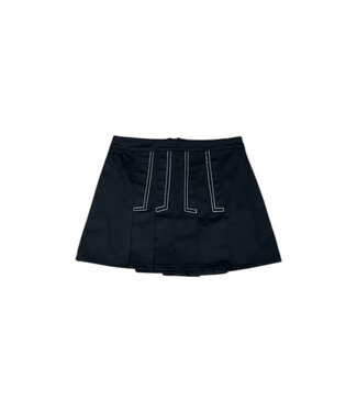 Black Pleated Stitched Skirt
