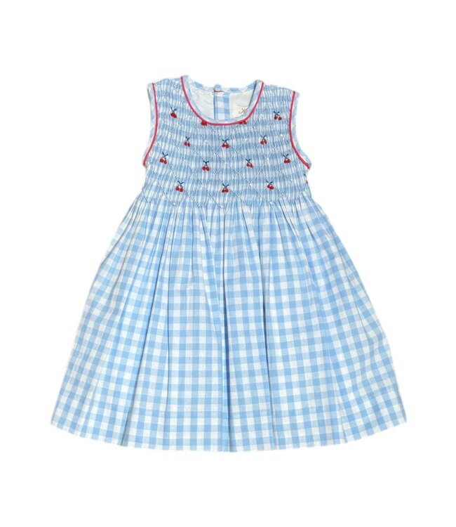 Kidiwi Lt. Blue Gingham Emma Smocked Dress