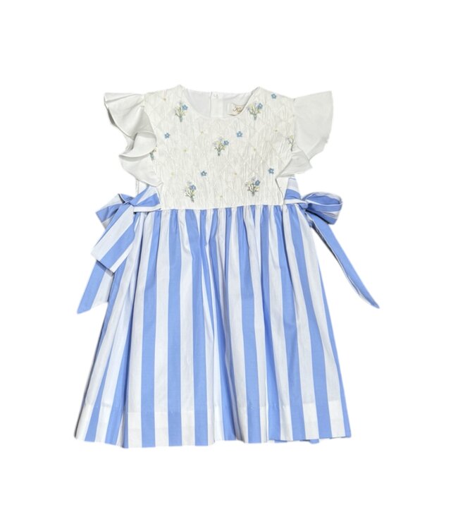 Kidiwi Large Blue Stripes Leanne Smocked Dress