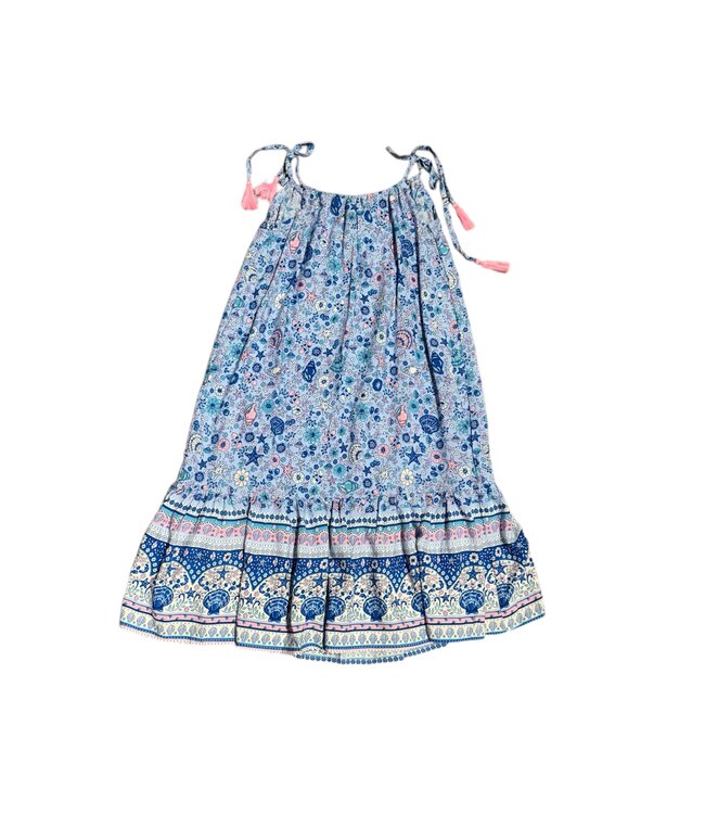 Joyous & Free Blue Shell Flower Luna Maxi Dress