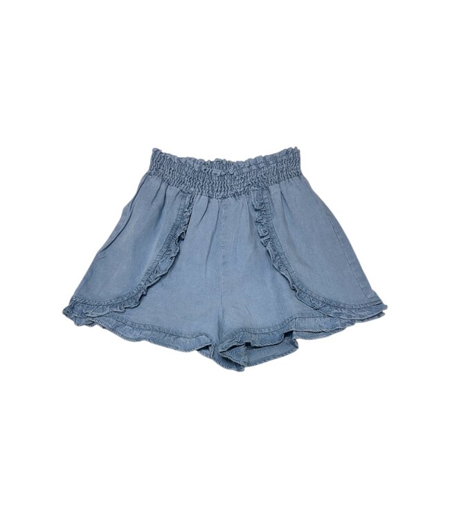 Hayden Light Denim Ruffle Shorts