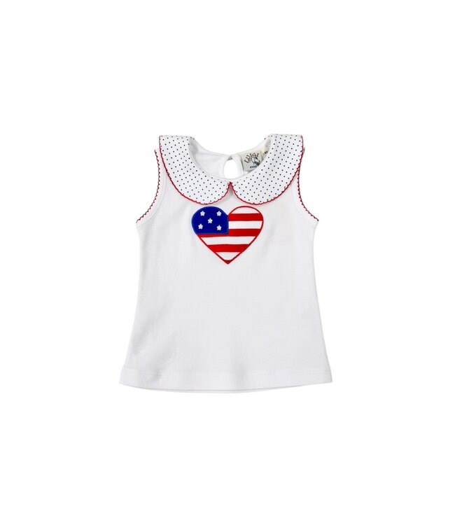 Luigi White Patriotic Heart Flag Top