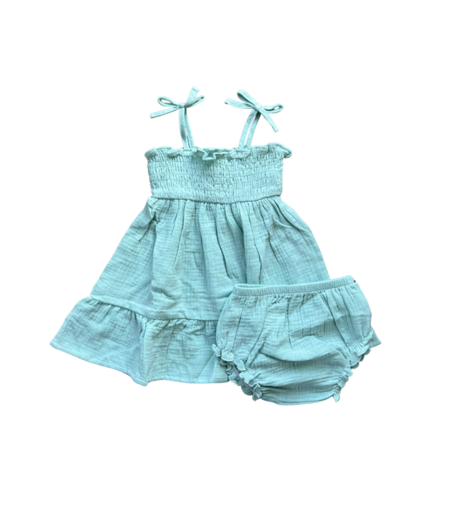 babysprouts Harbor Blue Tiered Mini Dress Set