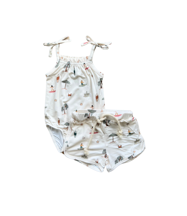 babysprouts Take Me To The Beach Tank Bodysuit & Shorts Set