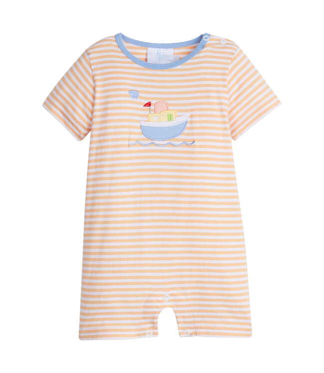 Little English Tugboat Applique Romper
