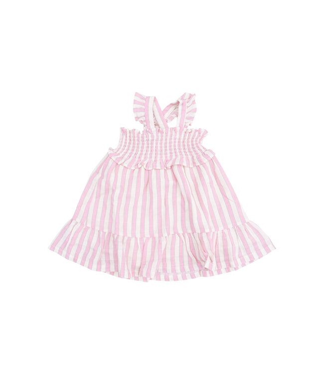 Angel Dear Pink Candy Stripe Smocked Ruffle Sundress