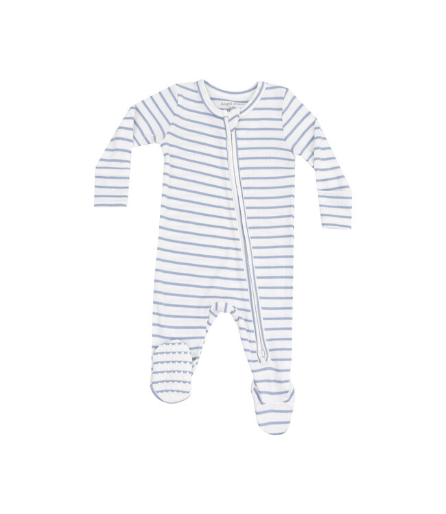 LIGHT BLUE STRIPE ZIPPER FOOTIE