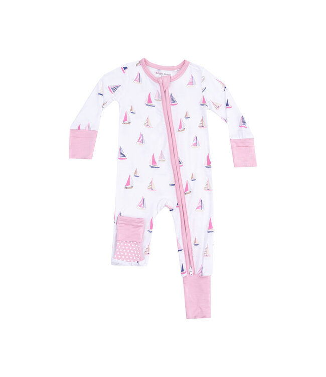 Angel Dear Pink Sailboats 2 Way Zip Romper