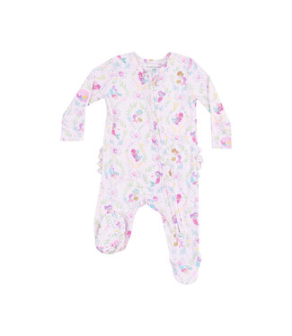 Angel Dear Pink Mermaids 2 Way Zip Ruffle Back Footie