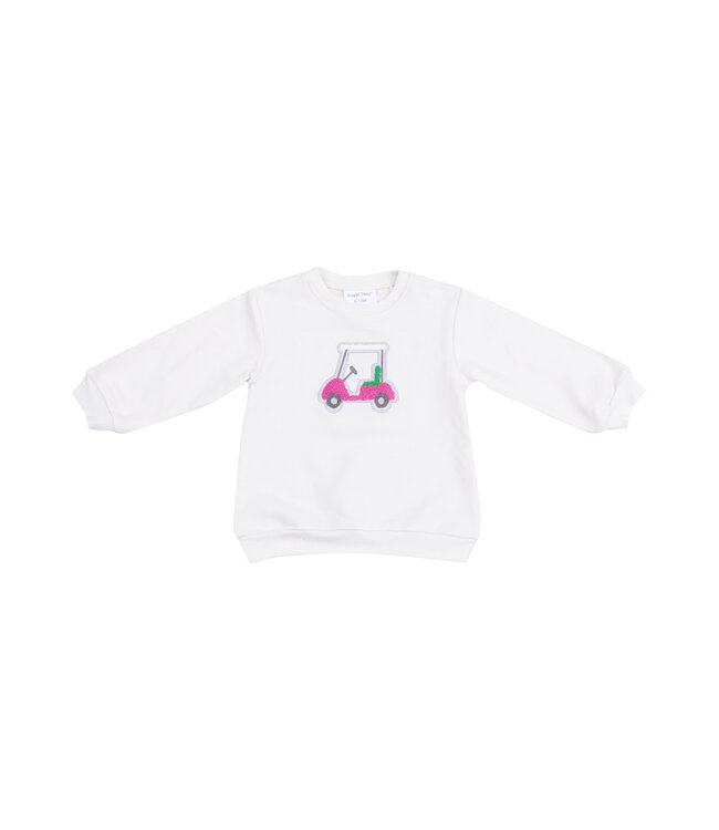Angel Dear Pink Golf Cart Applique Oversized Sweatshirt