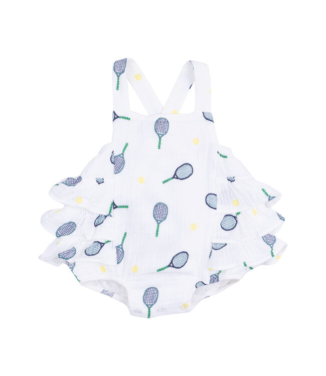 Angel Dear White Tennis Ruffle Sunsuit
