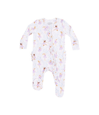 Angel Dear Bow Ballerinas 2 Way Ruffle Zip Footie