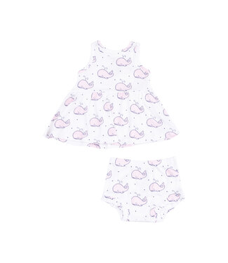 Angel Dear Pink Bubbly Whale Ribbed Peplum Tank & Ruffle Bloomer