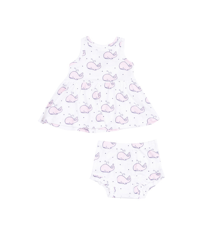 Angel Dear Pink Bubbly Whale Ribbed Peplum Tank & Ruffle Bloomer