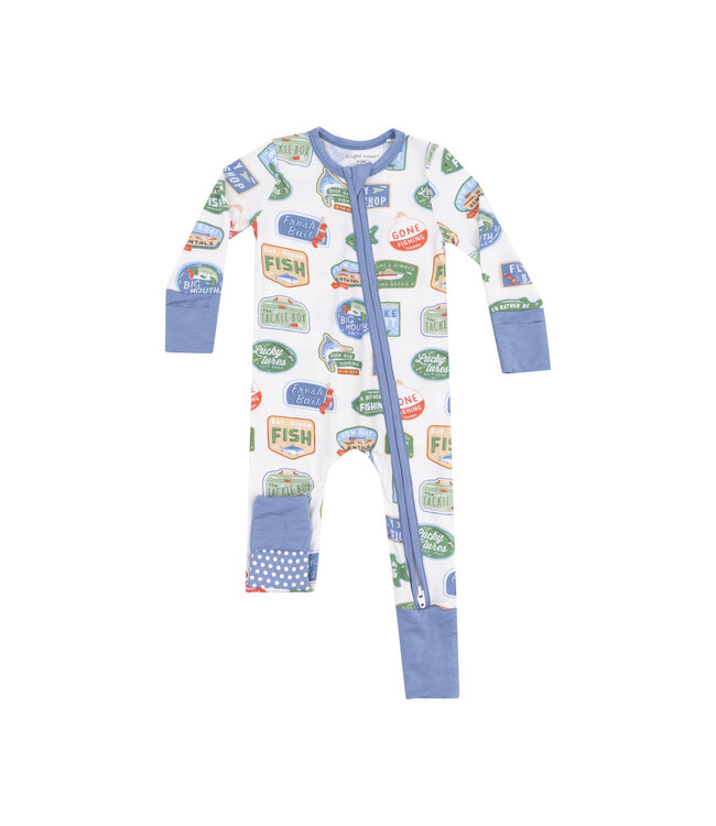 Angel Dear Bait Shop Signage 2 Way Zip Romper