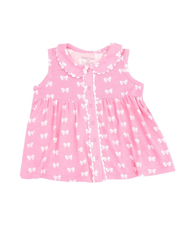 Angel Dear Pink Bows The Jill-Peter Pan Button Front Dress