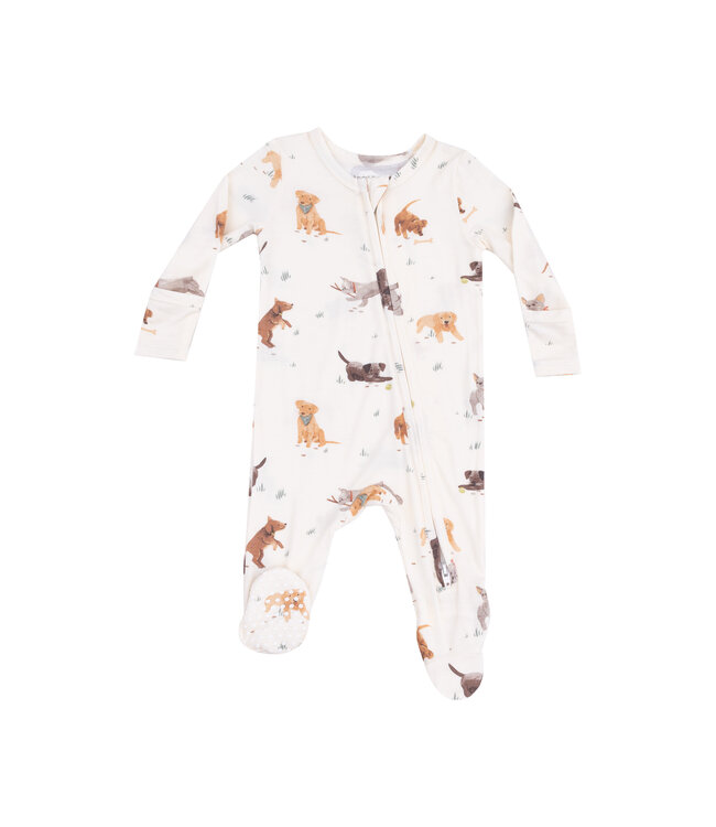 Angel Dear Beige Watercolor Puppies 2 Way Zip Footie