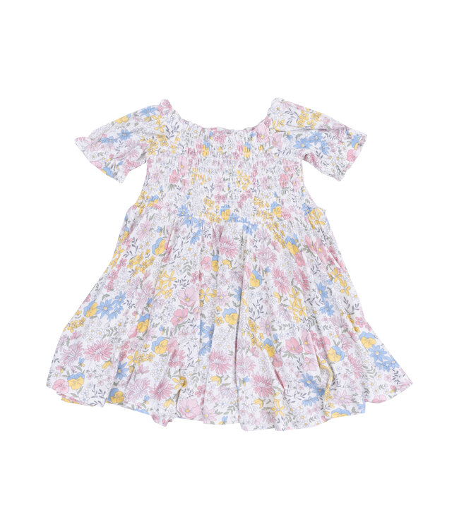Angel Dear Viola Floral Puff Sleeve Smocked Dress